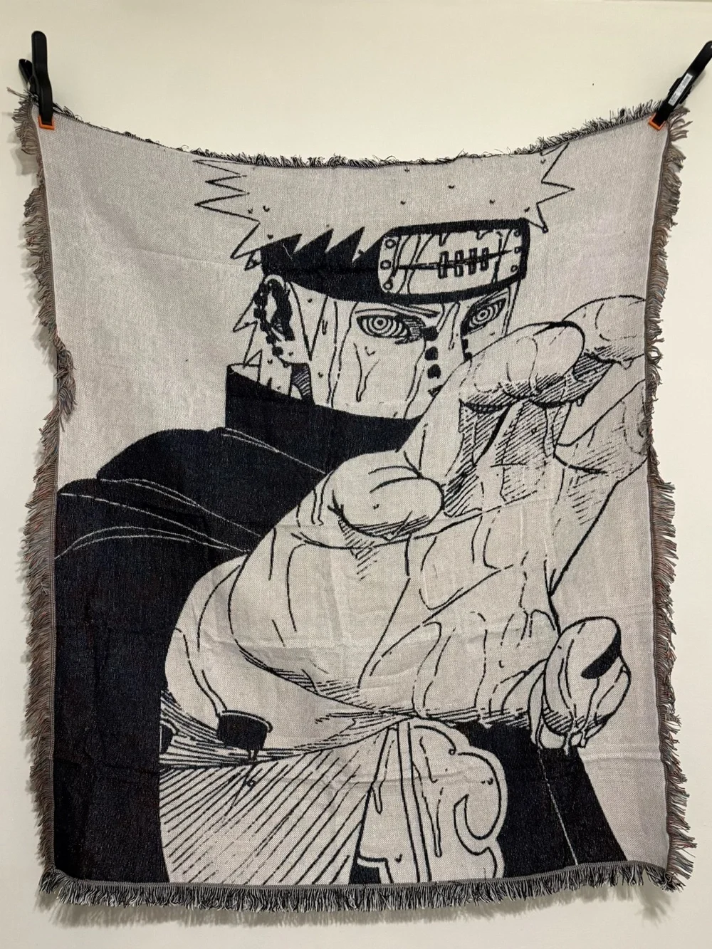 Anime-Inspired Black & Cream Wall Tapestry